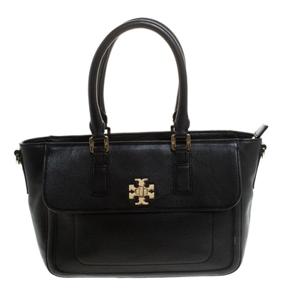 Pre-owned Tory Burch Black Leather Medium Convertible Tote