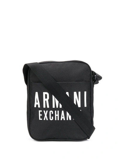 Armani Exchange Logo Print Messenger Bag In Black