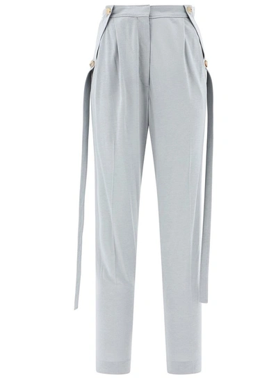 Burberry Strap Detailed Slouchy Trousers In Grey