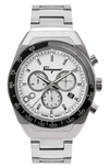 Ferragamo Men's 43mm Chronograph Stainless Steel Bracelet Watch In Silver