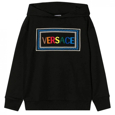 Versace Kids' Young  Logo Embroidered Hoodie In Blue