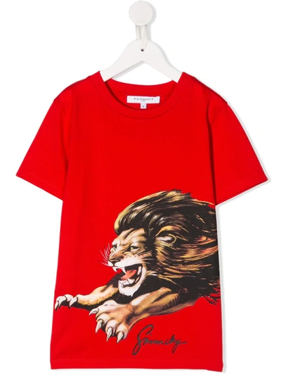 Givenchy Kids' Lion-print T-shirt In Red