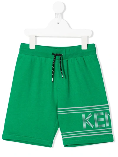 Kenzo Kids' Paris Logo Jogger Shorts In Green