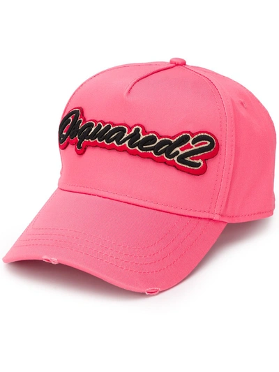 Dsquared2 Graphic Embroidered Logo Cap Pink In Rosa