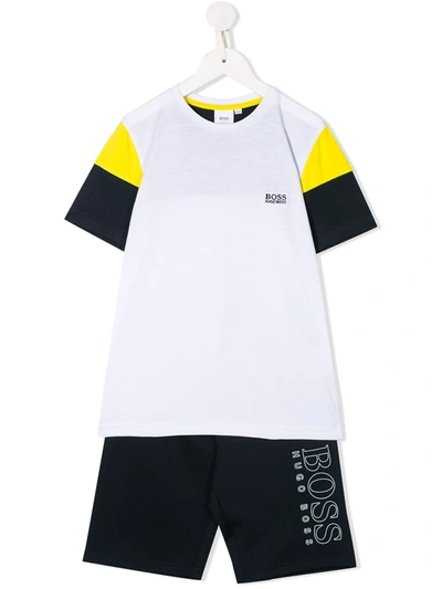 Hugo Boss Kids T-shirt &amp; Shorts Set In White