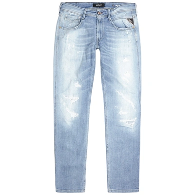 Replay Anbass Aged 20 Distressed Jeans Light Blue