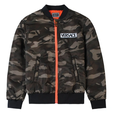 Versace Kids' Young  Camo Bomber Jacket In Green