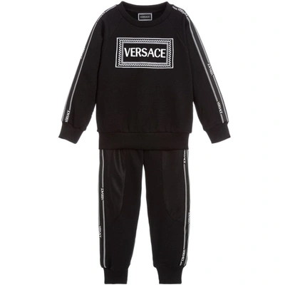 Versace Kids' Young  Logo Print Tracksuit In Black