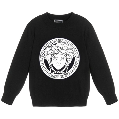 Versace Kids' Young  Emblem Logo Sweatshirt In Black