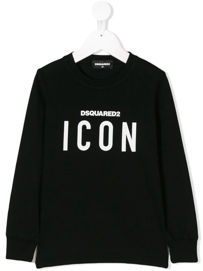 Dsquared2 Kids Long Sleeve Icon Logo T-shirt In Black