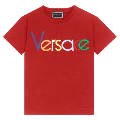 Versace Kids' Young  Logo T-shirt In Red