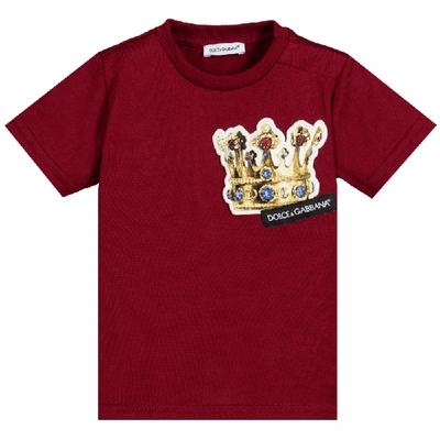 Dolce & Gabbana Dolce &amp; Gabbana Kids Cotton Crown T-shirt In Burgundy