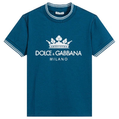 Dolce & Gabbana Dolce &amp; Gabbana Kids &quot;crown&quot; Logo T-shirt In Blue