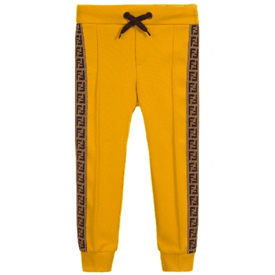 Fendi Kids Logo Sweat Trousers In Yellow