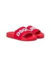 Dsquared2 Kids Logo Print Sliders In Red