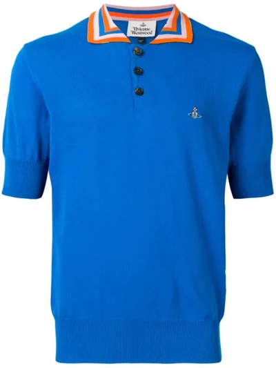 Vivienne Westwood Stripe Collar Knitted Polo Colour: Blue