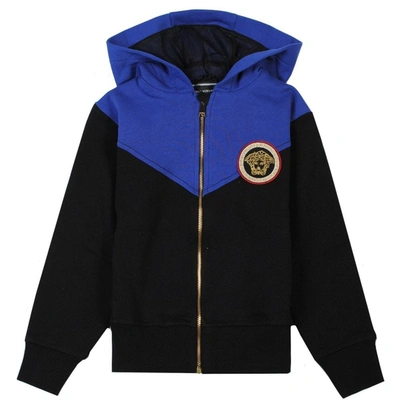 Versace Kids' Young  Black And Blue Hoodie