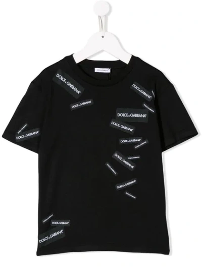 Dolce & Gabbana Kids' Logo Cotton T-shirt In Black