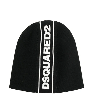 Dsquared2 Stripe Logo Hat In Black