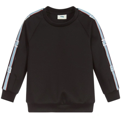 Fendi Kids Arm Logo Neoprene Sweatshirt In Black