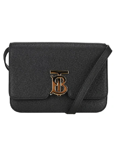 Burberry Logo Plaque Shoulder Bag In Nero