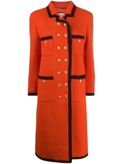 Gucci Double-breasted Tweed Coat In Orange