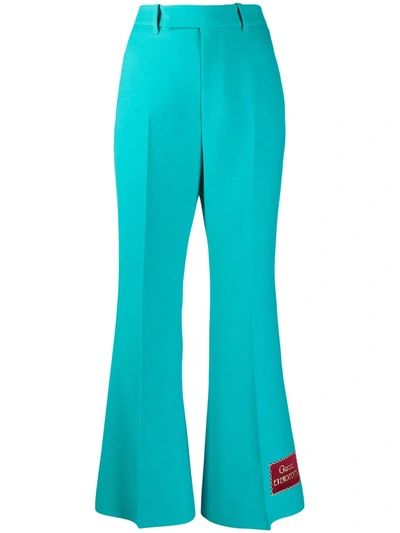 Gucci Eterotopia Flared Trousers In Light Blue