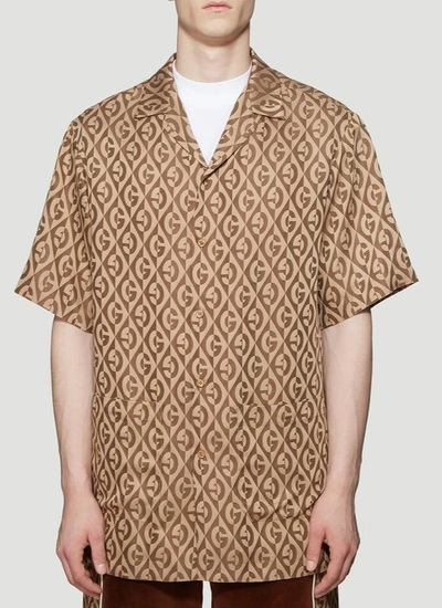 Gucci G Rhombus Short Sleeved Shirt In Brown