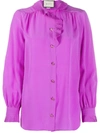 Gucci Ruffle Front Shirt In Purple