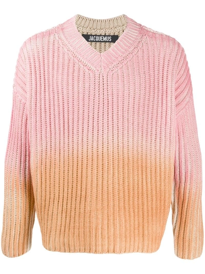 Jacquemus Gradient Chunky Knit Jumper In Pink