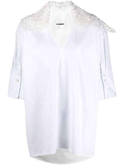 Jil Sander Asymmetric-collar Blouse In White