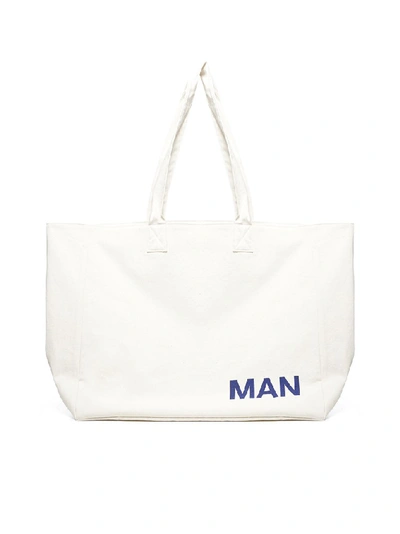 Junya Watanabe Logo Cotton Canvas Oversized Tote Bag In White