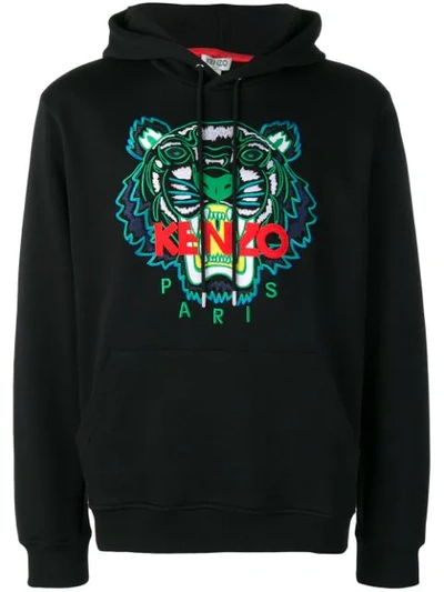 Kenzo Signature Tiger Hoodie In Black
