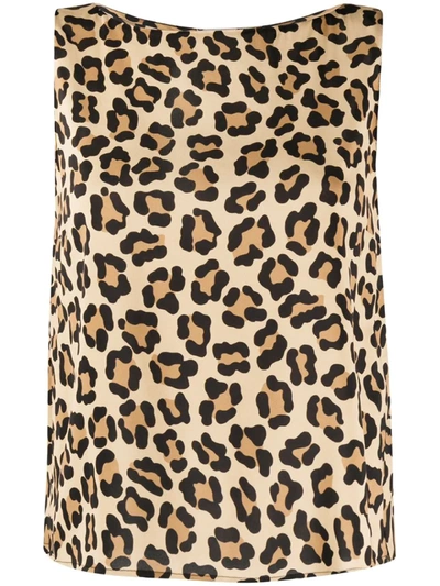 L'autre Chose Leopard Print Boat Neck Top In Neutrals