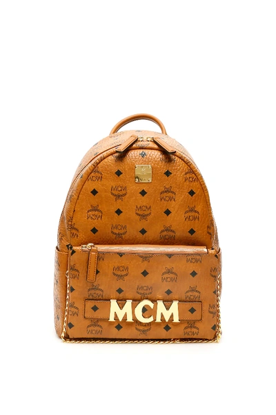 Mcm Trilogie Stark Visetos Backpack In Brown,black