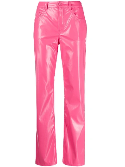Mm6 Maison Margiela Glossy Straight-leg Trousers In Pink
