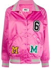 Mm6 Maison Margiela Nylon Bomber Jacket W/ Patches In Pink