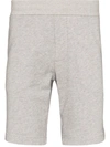 Moncler Striped Cotton Track Shorts In Grey