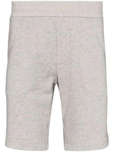 Moncler Striped Cotton Track Shorts In Grey