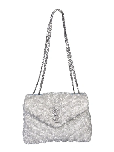 Saint Laurent Small Loulou Bag In Argento