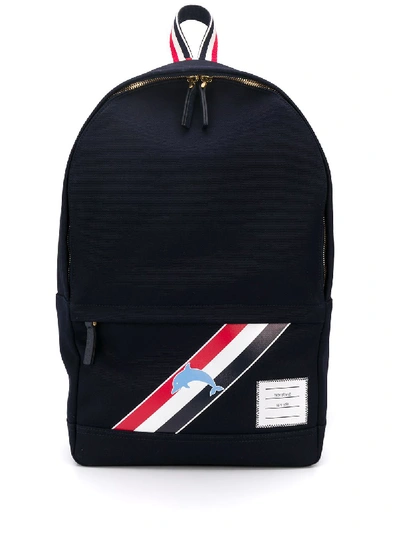 Thom Browne Thom Brown Dolphin Striped Backpack In 蓝色