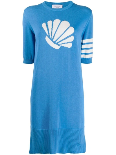 Thom Browne Shell Detail Jumper Dress In Blue