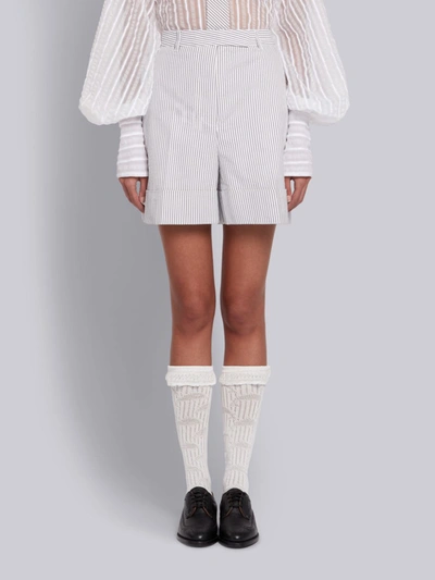 Thom Browne Medium Grey Seersucker High Waist Short In Red