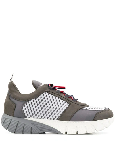 Thom Browne Mesh-panel Low-top Trainers In Grey