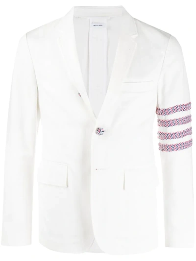 Thom Browne Denim Unconstructed Classic Blazer In White