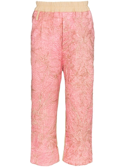 By Walid Gerald Crepe Embroidered Trousers In Pink