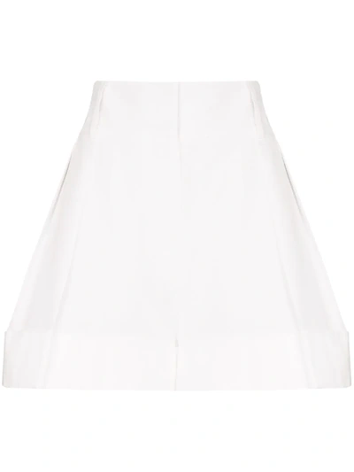 Valentino High Waist Cotton Shorts In White