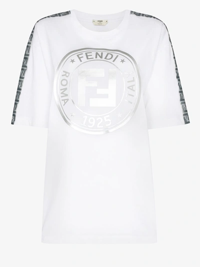 Fendi Metallic Ff Motif T-shirt In White