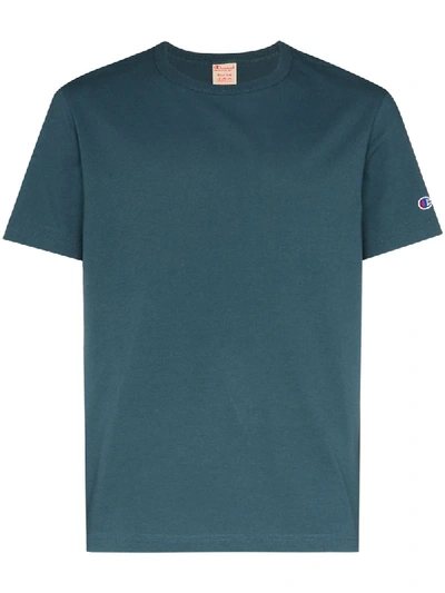 Champion Logo-embroidered Cotton T-shirt In Blue