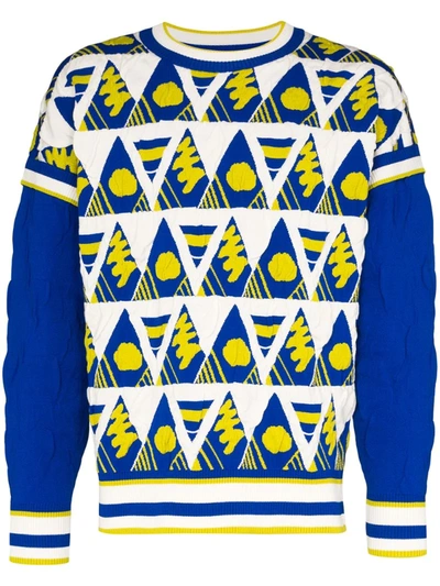 Ahluwalia Studio Triangle Motif Sweater In Blue